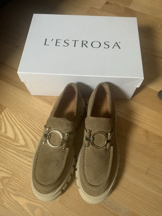 Mokasyny skóra zamsz L’estrosa 39 nowe