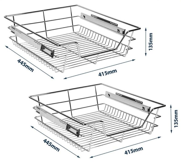 Conjunto de dois cestos gaveta telescópio cozinha  50cm