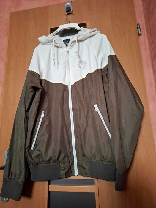 Bluza z kapturem brązowa biała oliwkowa jak nowa Pull&Bear rozmiar L