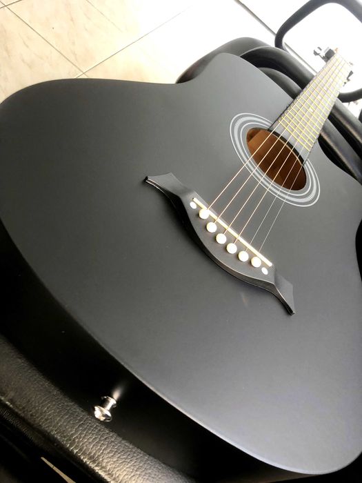Violão Novo - 38 Polegadas com Capa, Com Pinos, Correia, Capotraste, Paletas, Jogo de cordas Reservas