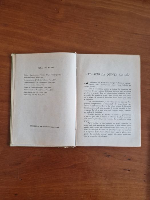 Livro didático "Selecta Grega", A. Freire, S. J.