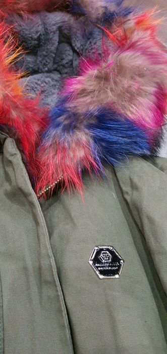 Parka zimowa damska khaki futro naturalne lis jenot kolory premium PP