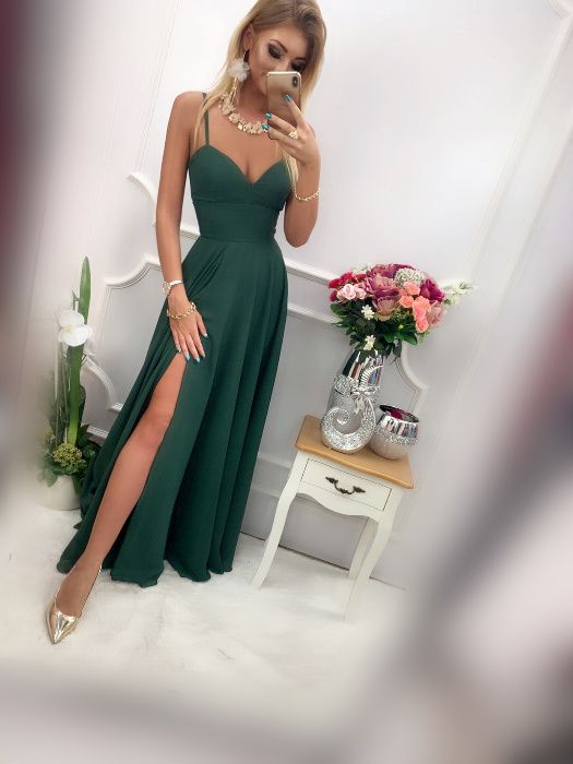 Ciemno zielona suknia pretty woman. r.40