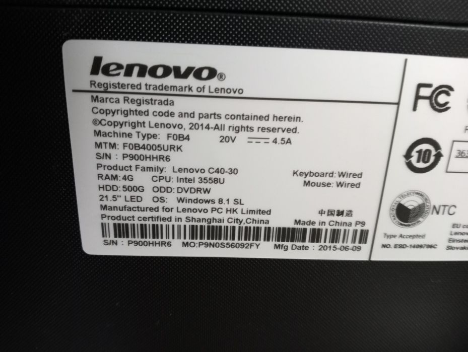 Комп'ютер Моноблок Lenovo C40-30