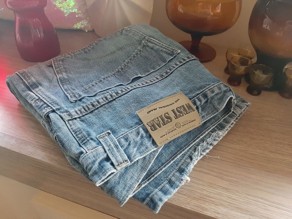 Spodnie West star vintage jeans denim klasyczne przetarcia niebieskie