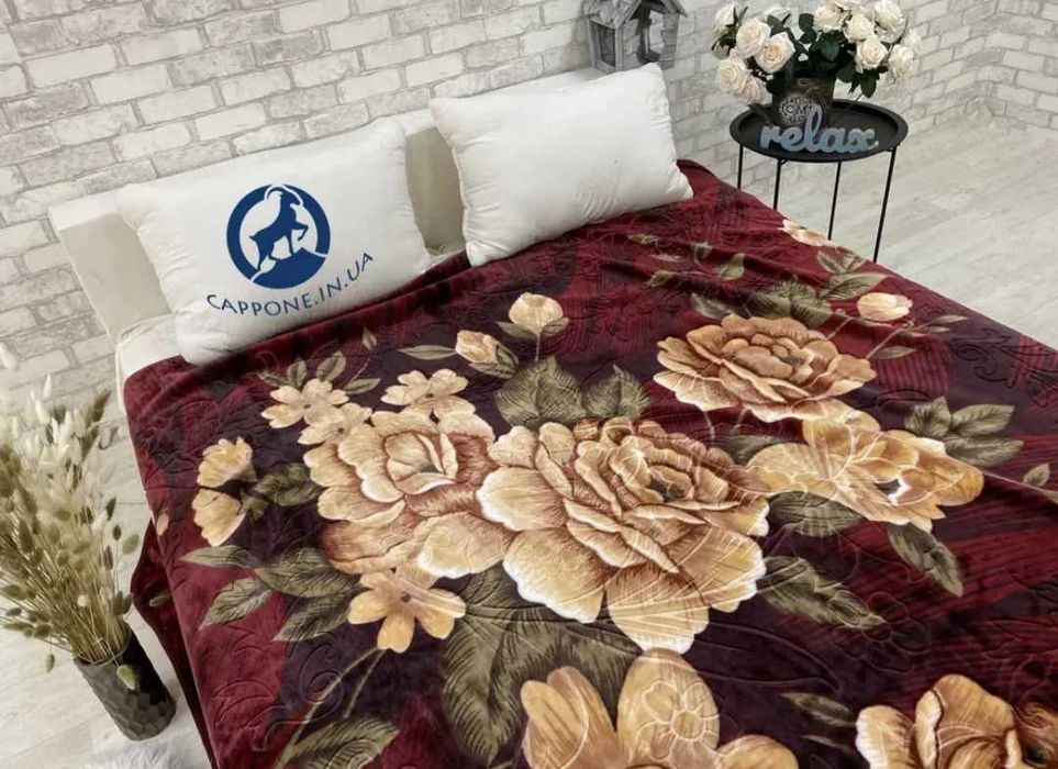 Плед велюровый на кровать стриженный Куст Бордо 2,5кг 160х210