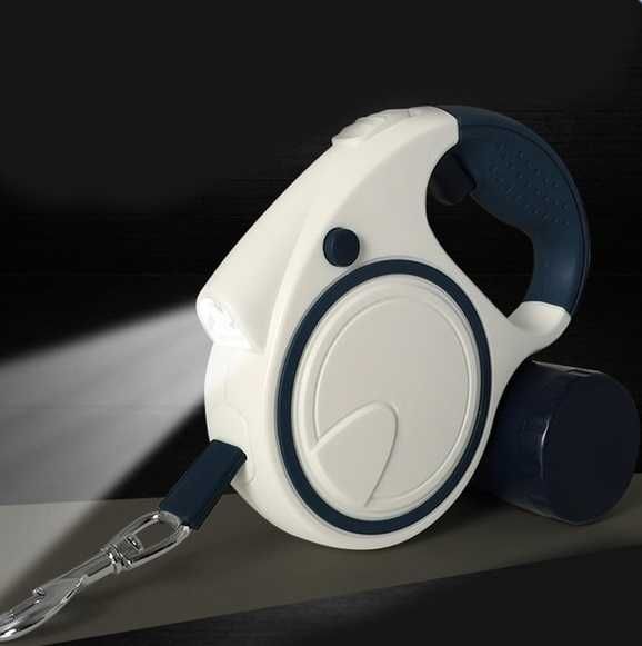 Smycz Dla Psa Z Odblaskiem, Latarka I Pojemnik Na Worek, Automatyczna