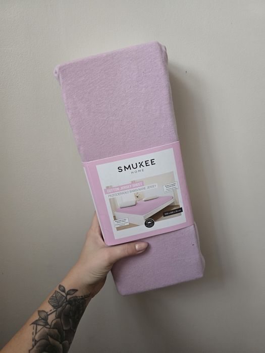 Prześcieradło 200x220 bawełniane jerseyowe smukke róż