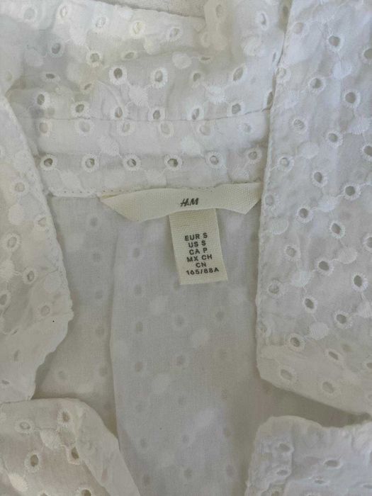 Camisola branca básica de verão de tecido laise da H e M