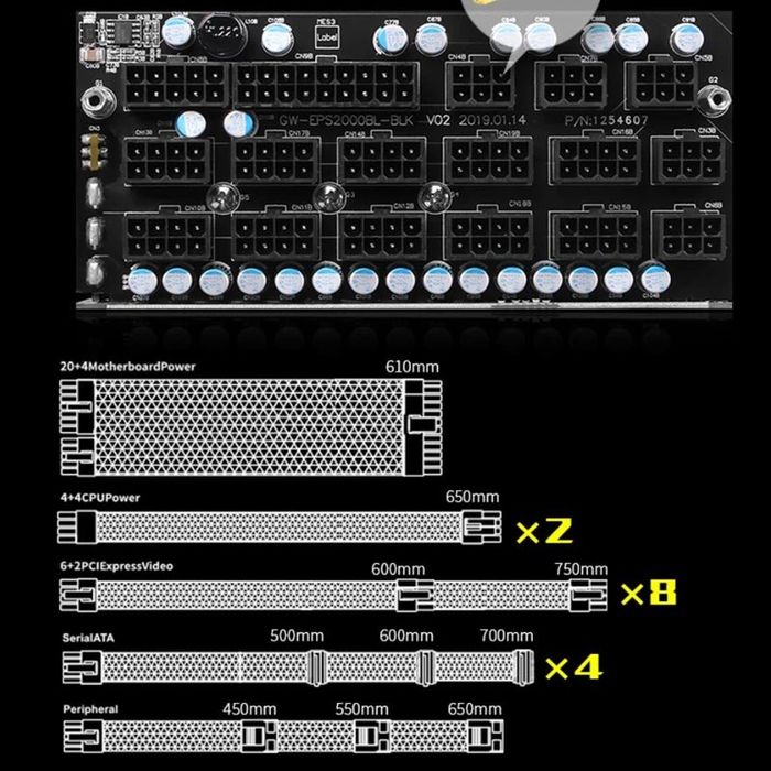 Преміальний блок живлення Great Wall 2000W  на 8 gpu модульний