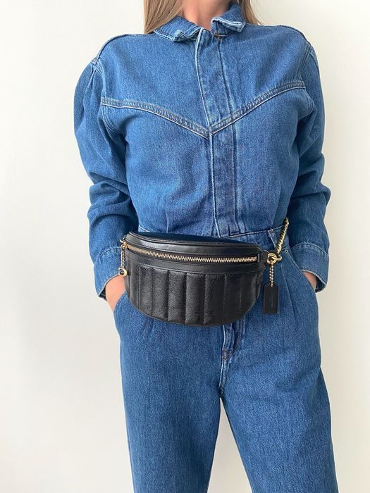 COACH Жіноча шкіряна поясна сумка бананка Женская кожаная сумочка коуч