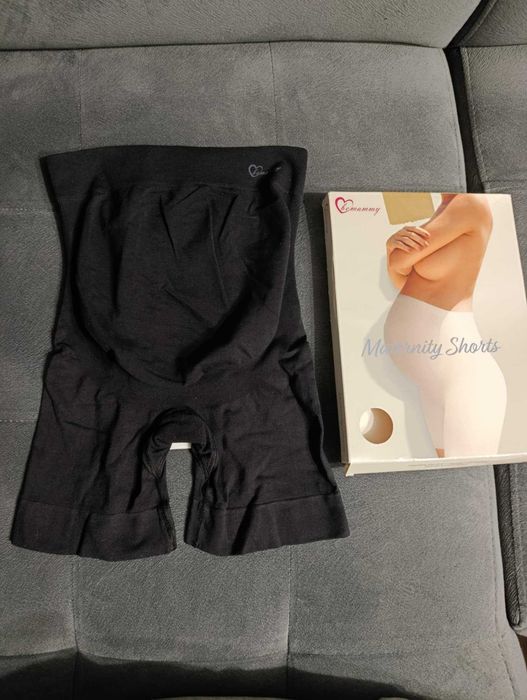 Szorty ciążowe bezszwowe wysoka talia czarne S