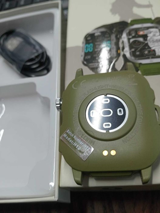 Smartwatch Militar GT11 (H12) - NOVO - Chamadas BT + Lanterna - VERDE