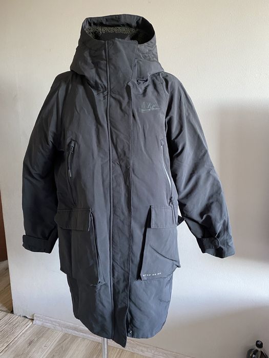 Parka dluga kurtka plaszcz nike damska 36/s 38/m czarna pierz puch