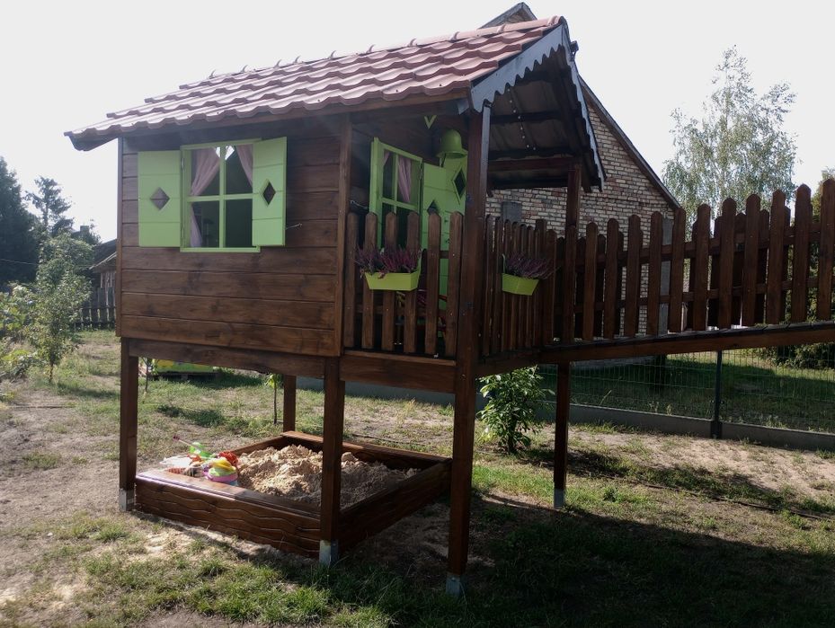 Duży solidny plac zabaw dla dzieci (domek+ most+ zjeżdżalnia)