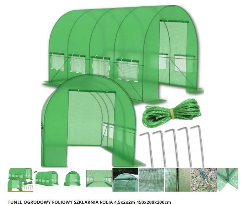 Folia do tunelu ogrodowego 450/200/200 + prawie komletny stelarz