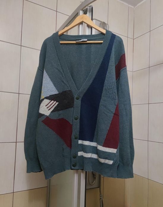 sweter kardigan XXL  vintage retro mode Monte Carlo zielony green mors