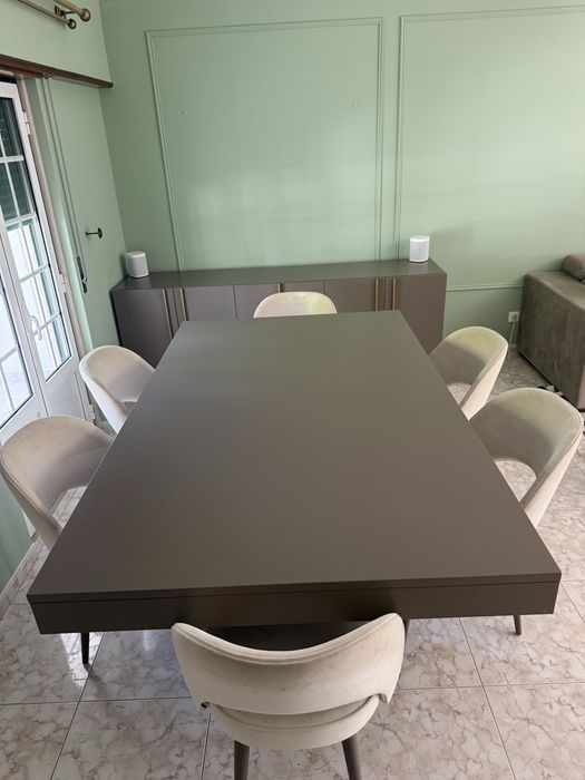 Mesa de Jantar Extensível LASKASAS com 6 Cadeiras