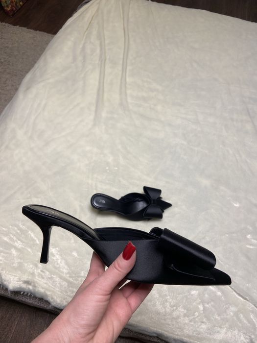 Акция! Скидка !Сатиновые Мюли с бантом zara 38