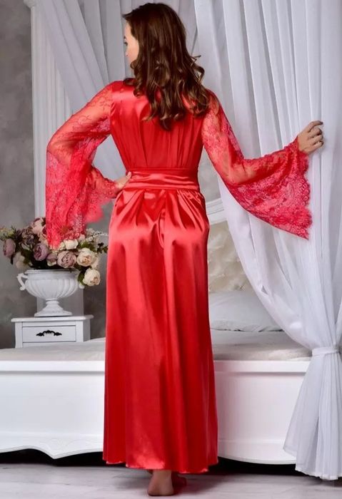 Длинный атласный халат   222/15П