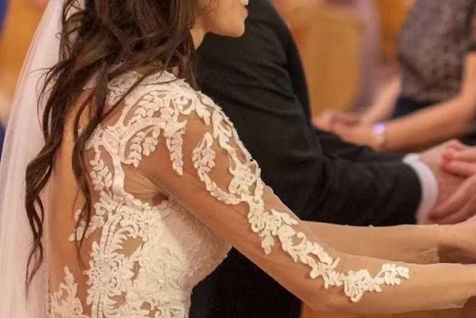 Suknia ślubna, Boho, koronka, rozmiar S/XS, na niższe panie
