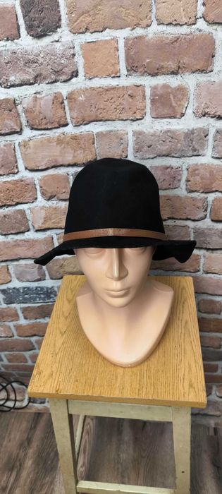 Klasyczny czarny kapelusz Wełniany one size