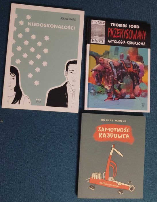 Zestaw 3 komiksów Niedoskonałości Adrian Tomine, Przerysowany Thomas Joad, Samotność rajdowca Nicolas Mahler