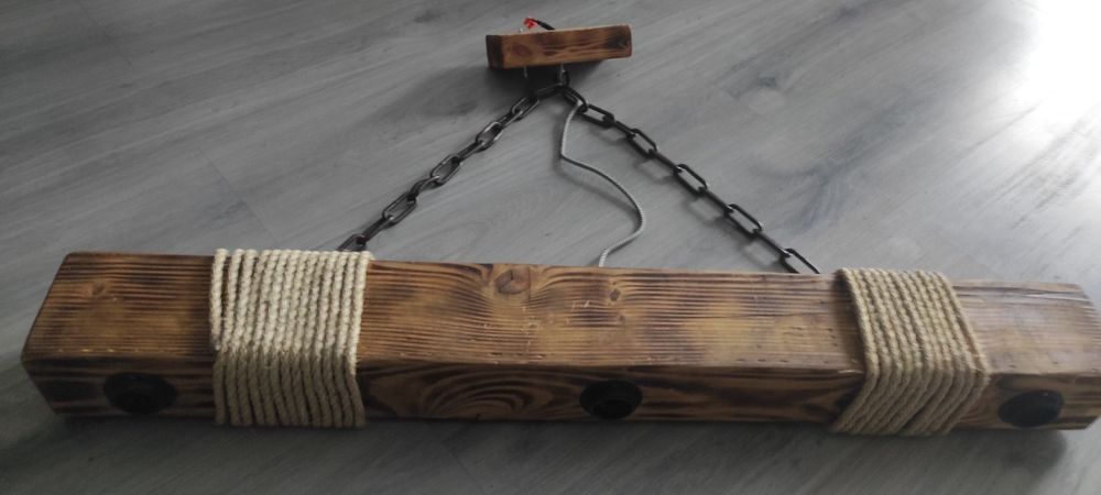 Drewniana Lampa LOFT ze starej belki