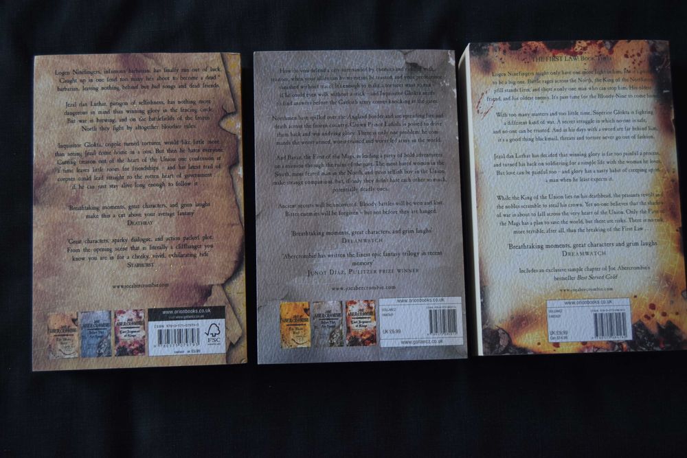 Livros The First Law Trilogy e Best Served Cold de Joe Abercrombie