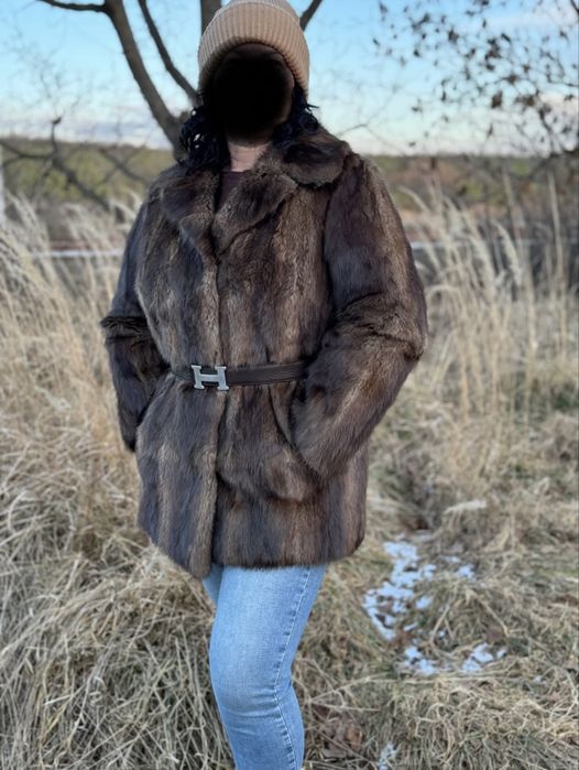 Futro naturalne  lekkie z pizmakow roz L