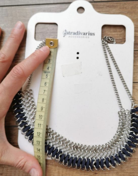 Nowy naszyjnik Stradivarius srebro granat zamsz