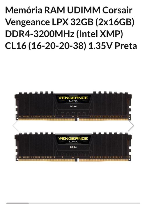 Memória RAM 32gb 2x16gb ddr4 3200Mhz CORSAIR Vengeance LPX
