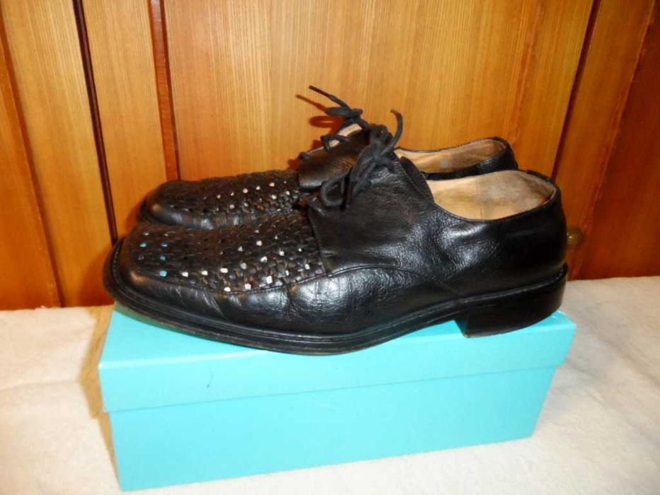 Летние кожаные туфли Supern 42 натуральные с плетением стельки 27 см
