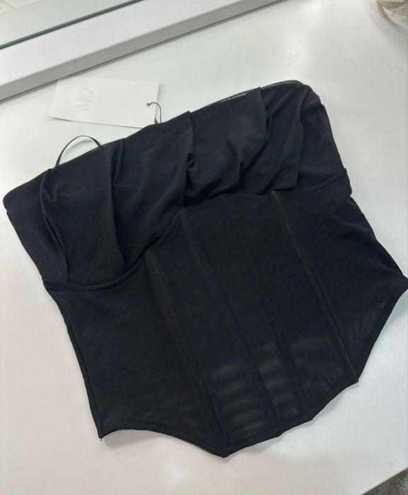 Top espartilho tule drapeado zara
