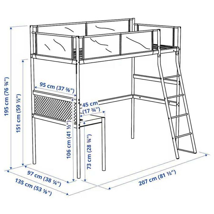Cama alta infantil IKEA com secretária – completo (usado)