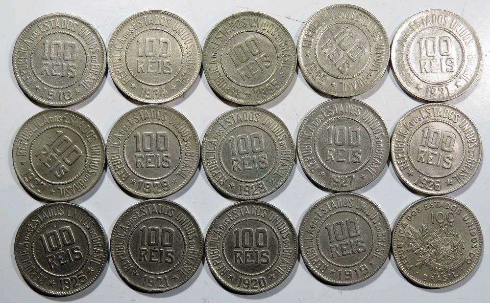 MOEDAS Brasil 100 Reis 1918~1935 - Preços individuais.
