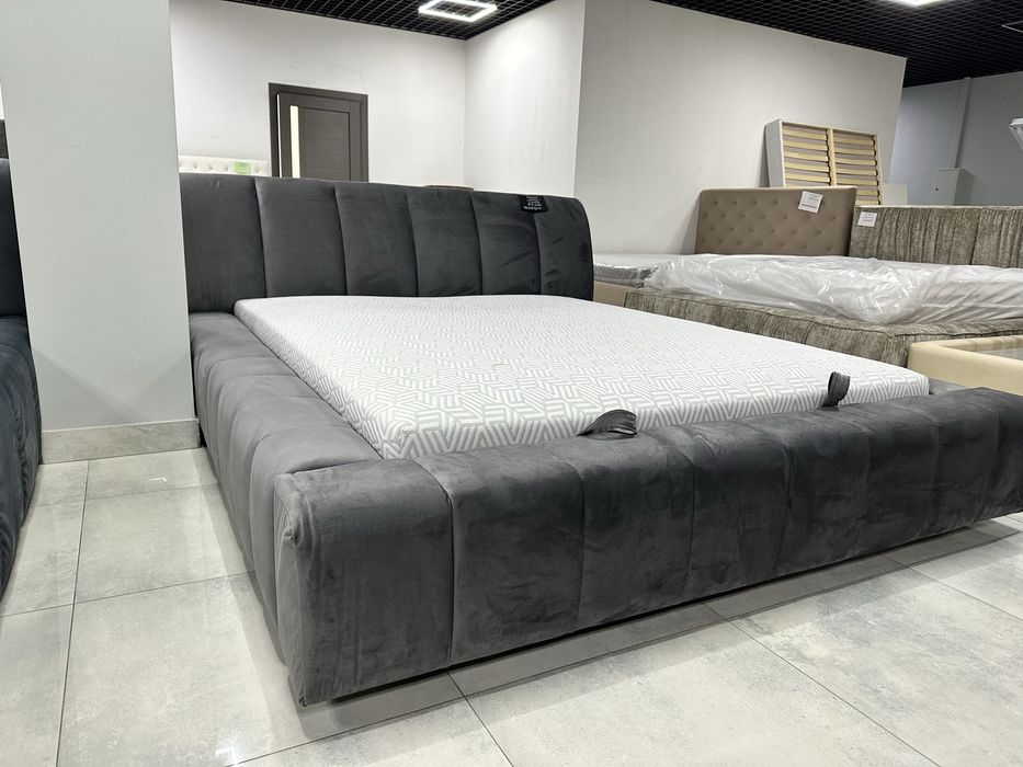 Ліжко Лотос з матрасом  160*200, графіт, сіре, акція ( ліжко+матрас)