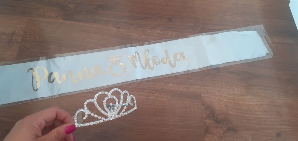 Szarfa i korona panna mloda