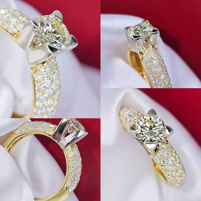 Каблучка із жовтого золота з діамантами 1,808 ct