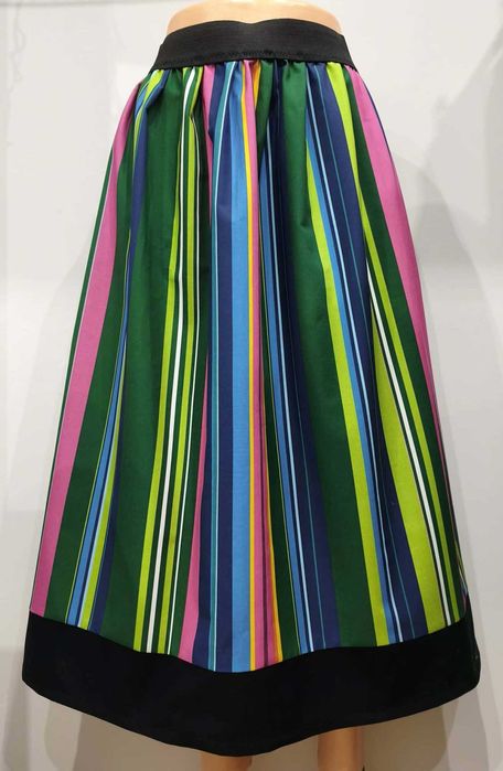 Spódnica pasiak zielony z czarnym wykończeniem L(40)