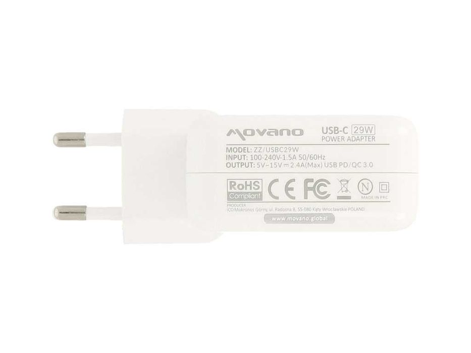 Zasilacz Movano 29W USB type C USB-C (white) Apple 2015, 2016, 2017