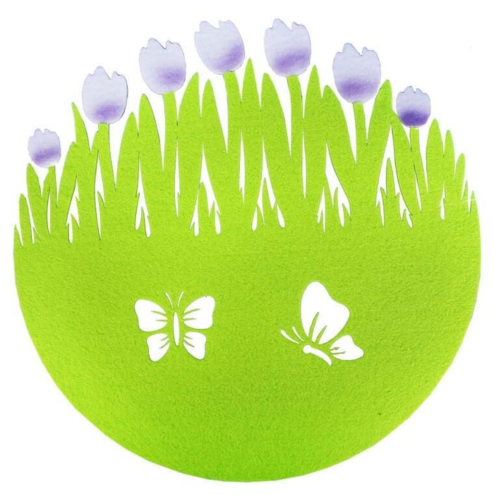 Serweta podkładka wiosenna II fioletowa z motylkiem i tulipanami