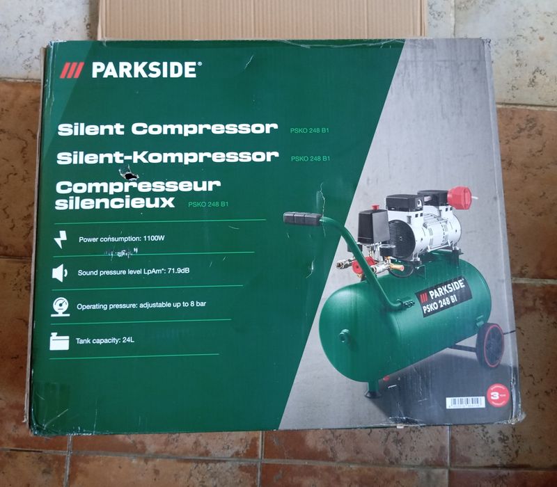 Compressor silêncioso Parkside 24Lt 1100W