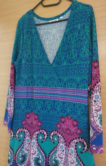 Vestido Étnico Estampado Verde, M/L