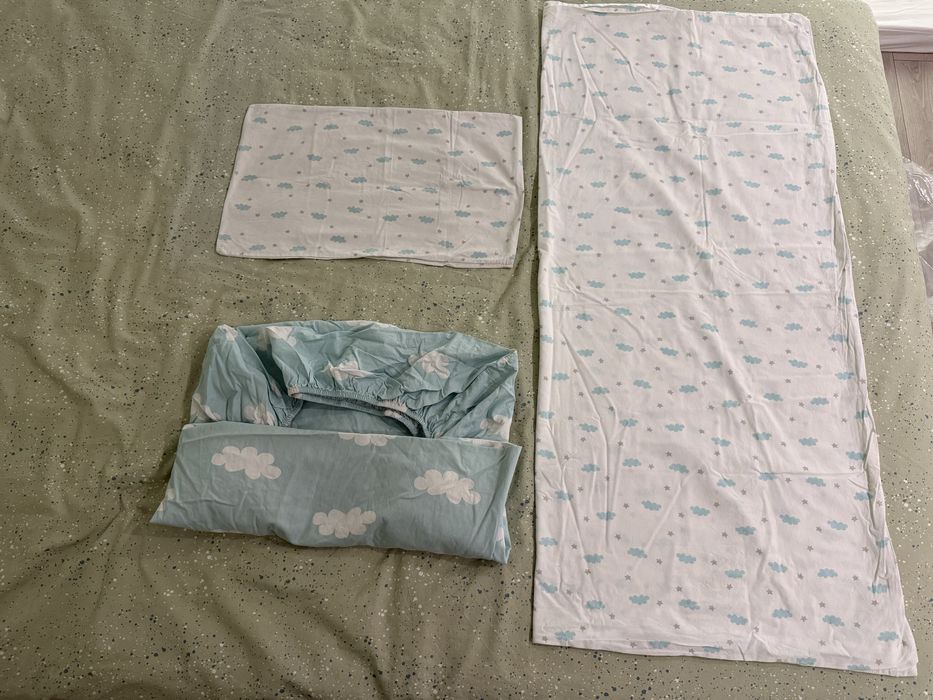 Berço BabyBlue com colchão e enxoval