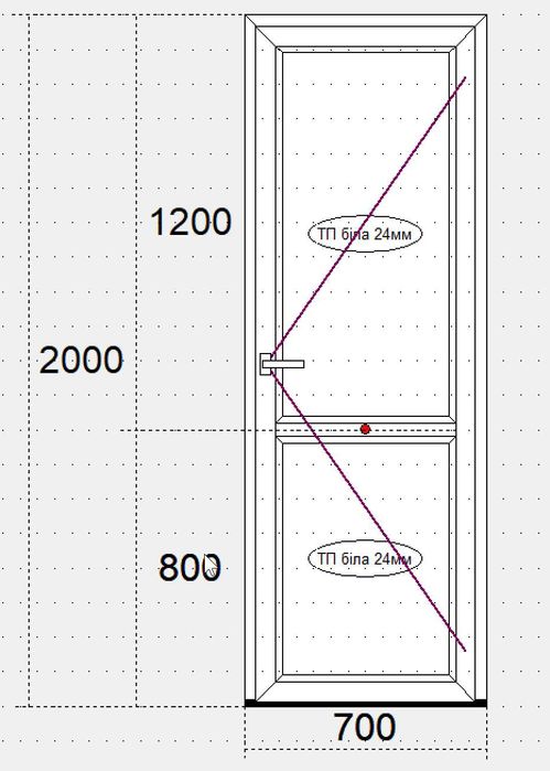 АКЦІЯ -40% Вікна Двері пластикові сантехнічні 700х2000
