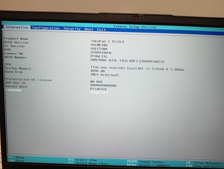 Lenovo IdeaPad 3 15ITL6 15,6" IPS – uszkodzony, na części lub do naprawy