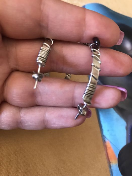 Conjunto em prata de pendente e brincos argolas