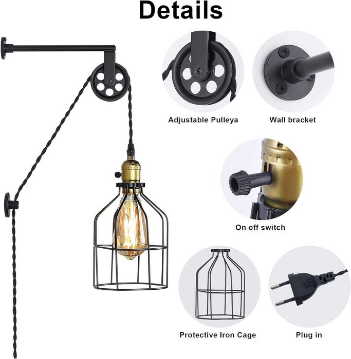 Candeeiro suspenso industrial vintage retro steampunk 20 x 15cm - NOVO