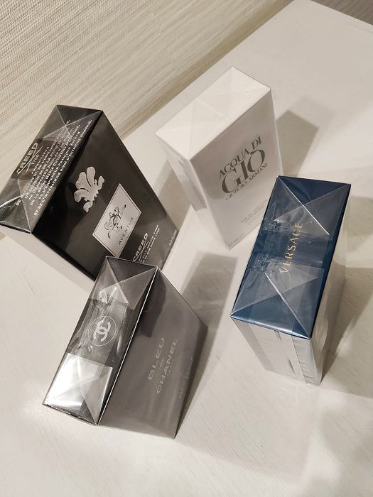 Creed Aventus,, Versace Eros, Acqua di Gio Pour, Chanel Bleu de Chanel,